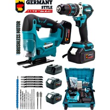 Germany Style MX-160 Çelik Mandren Akülü Vidalama Matkap-Dekupaj Testere Seti Çantalı
