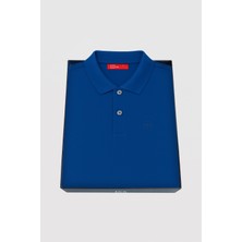 D'S Damat Ds Damat Slim Fit Saks Mavi Kutulu Polo Yaka T-Shirt 4HC14ORTKPLO1