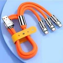 3 In 1 Type-C + Micro USB + Lightning Hızlı Şarj Kablosu Silikon Kablo 1 Metre Opp Ambalaj