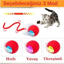 Hakdem Pet Kedi Köpek Hareketli 360 Derece Dönen USB Başlıklı Ipli Oyun Topu Oyuncağı