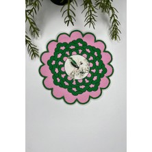 Çiçek Şeklinde Fincan Uyumlu Kuş Tasarımlı Nakış Kenar Kokteyl Peçetesi 1 Adet