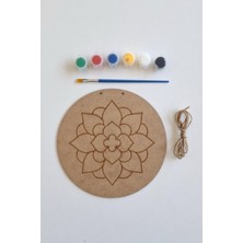 Özgün Tasarımlar Için Mandala Ana Ham Mdf Dekoratif Set  - Fırça ve Akrilik Boya Hediye