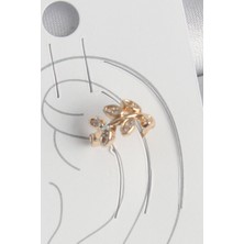 Pirinç Gold Renk Zirkon Taşlı Yaprak Model Kadın Kıkırdak Küpe - EBJ250522W34190