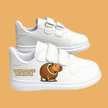 Loliloli Baskılı Beyaz Bantlı Çocuk Spor Ayakkabı Sneaker