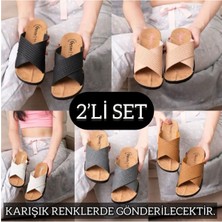 Slipcat 2'li Unisex Kaymaz Sokak Plaj Yazlık Gündelik terlik