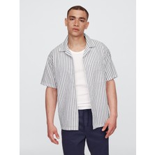 Erkek Beyaz Seersucker Boxy Fit Gömlek