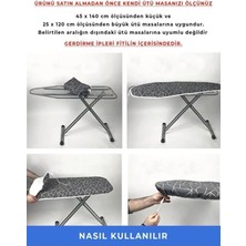 Ütü Masası Kılıfı Örtüsü Bezi Geometrik Desenli Ince Süngerli Ayarlanabilir 45X135 cm