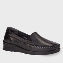 Forelli Amelıa 48002-G Siyah Kadın Günlük Deri Comfort Ayakkabı