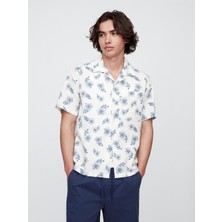 Erkek Çiçek Desenli Seersucker Boxy Fit Gömlek