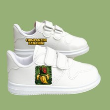 Bananini Baskılı Beyaz Bantlı Çocuk Spor Ayakkabı Sneaker
