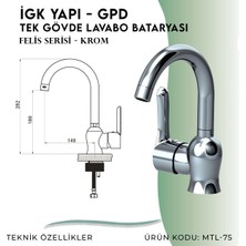 Igk Yapı - Gpd Felis Tek Gövde Lavabo Bataryası  (MTL75)