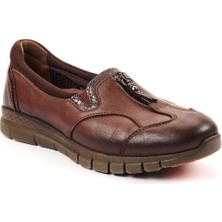 Forelli 29444-G Taba Kadın Günlük Deri Comfort Ayakkabı