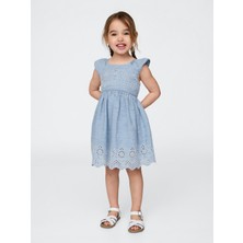 Gap Kız Bebek Açık Mavi Broderie Detaylı Elbise