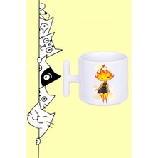 Ateş Karakter Tasarım Baskılı Beyaz T Sap Kupa Bardak