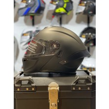 Wosen 202 Matt Black Siyah Çene Açılır  Kask Şeffaf Vizörlü