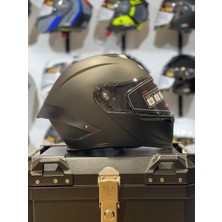 Wosen 202 Matt Black Siyah Çene Açılır  Kask Şeffaf Vizörlü