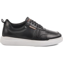 Siyah Beyaz Hakiki Deri Erkek Sneaker Premium 412 M