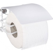 Saban Classic Plus Tuvalet Kağıdı Tutucu – Beyaz Kaplamalı, Kapaklı, Duvar Montajlı, Paslanmaz Çelik – 14 x 9 x 14 cm