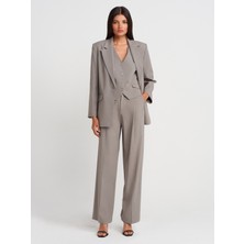 71652 Yüksek Bel Dökümlü Pantolon-Çağla