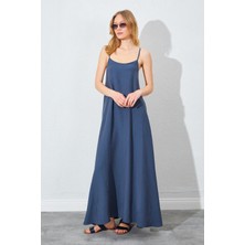 Kadın Antrasit U Yaka Salaş Modal Elbise