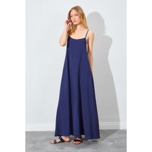 Kadın Lacivert U Yaka Salaş Modal Elbise