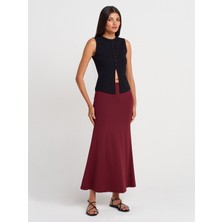 80362 Yüksek Bel Uzun Etek-Bordo