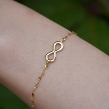 Bayar Gold 14 Ayar Altın Sonsuzluk Aynalı Zincir Bileklik