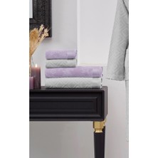 Özdilek 4 Parça Best Hamam Seti, Banyo Havlu Takımı-Pastoral Lila Gri
