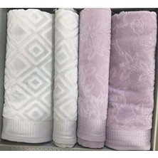 Özdilek 4 Parça Best Hamam Seti, Banyo Havlu Takımı-Pastoral Lila Gri