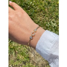 C Harfi Harf Bileklik Zirkon Taşlı Altın Renk