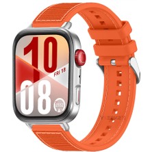 Huawei Watch Fit 4 Fit 4 Pro Ile Uyumlu Dikiş Desenli Metal Tokalı Dokuma Silikon Kordon