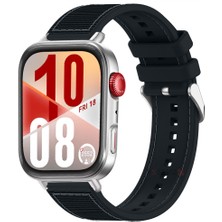 Huawei Watch Fit 4 Fit 4 Pro Ile Uyumlu Dikiş Desenli Metal Tokalı Dokuma Silikon Kordon