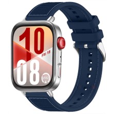 Huawei Watch Fit 4 Fit 4 Pro Ile Uyumlu Dikiş Desenli Metal Tokalı Dokuma Silikon Kordon