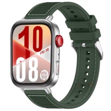 Huawei Watch Fit 4 Fit 4 Pro Ile Uyumlu Dikiş Desenli Metal Tokalı Dokuma Silikon Kordon