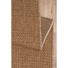 Juteks Naturel Jüt Halı Örme Kilim Sisal Hasır Halı Yıkanabilir Mutfak Balkon Halısı Kaymaz Taban Bej Renk