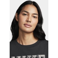 Nike Sportswear Fleece Boyfriend Short Sleeve Pamuklu Bol Kesim Kadın Tişört Antrasit