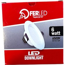 Ferled, (10 Adet) 6W LED Spot, Gömme Spot, LED Panel, 6500 K  Beyaz Işık, Iç Mekan, Sıva Altı LED Spot