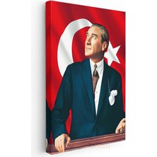 Kalpak ve Kravatlı Atatürk - Resmi Portre Kanvas Tablo