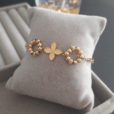 Çelik Gold Renk Dorika Topçuk Kadın Bileklik