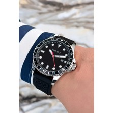 Ferrucci Siyah Silikon Kordon Çelik Kasa Takvimli Erkek Kol Saati+Bileklik ZMFER076