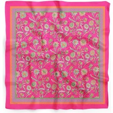 Kadın Pembe Çiçek Desenli Fular Bandana