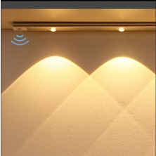 Hightek Hareket Sensörlü - Dekoratif Gece Lambası - USB Şarjlı LED Slim Armatür Aydınlatma 30 cm Beyaz Kasa