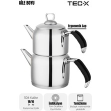 Tec-X Nero Alie Boyu Çaydanlık (1.20 Lt. - 2.60 Lt.) Büyük Boy Paslanmaz Çelik