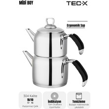 Tec-X Nero Midi Boy Çaydanlık (1 Lt. - 2 Lt.) Orta Boy Paslanmaz Çelik