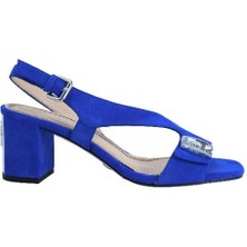 Poletto  Hakiki Deri Sax Mavı Sandalet Topuklu 1918 30 V1