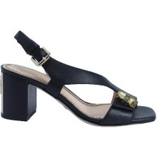 Poletto  Hakiki Deri Sıyah Sandalet Topuklu 1918 30 V1