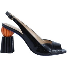 Poletto  Hakiki Deri Sıyah Sandalet Topuklu 319 255