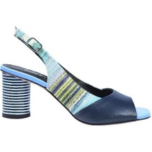 Poletto  Hakiki Deri Mavı Sandalet Topuklu 1918 45 Kms