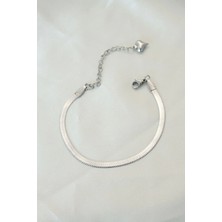 316L Çelik Gümüş Renk Italyan Zincirli Bileklik - TJ-BB4102