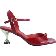 Poletto  Hakiki Deri Kırmızı Sandalet Topuklu 4183 222